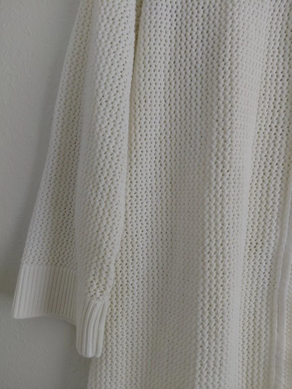 Talbots White Cotton Open Front Cardigan Sweater Quarter Sleeve Large Soft